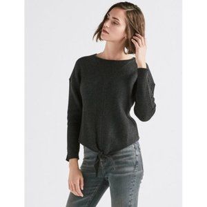 Lucky Brand Textured Knit Tie Front Crewneck